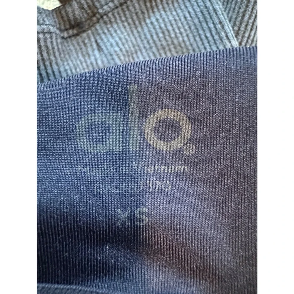 Alo Yoga Alosoft Ribbed Chic Bra Tank Navy Blue XS Crisscross Back Sport Top